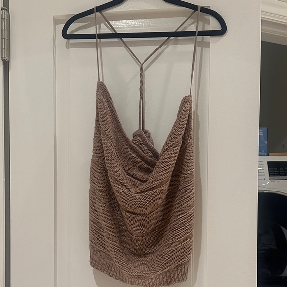 JLUXLABEL Tops - JLUXLABEL Taupe Knit Cowl Backless Tank Top